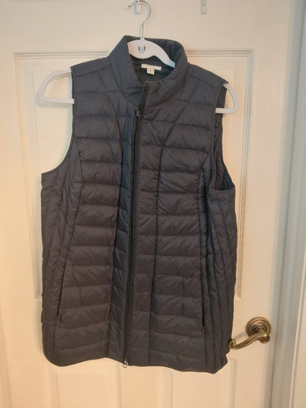 J.Jill Navy Blue Down Quilted Puffer Vest Medium Petite Pockets